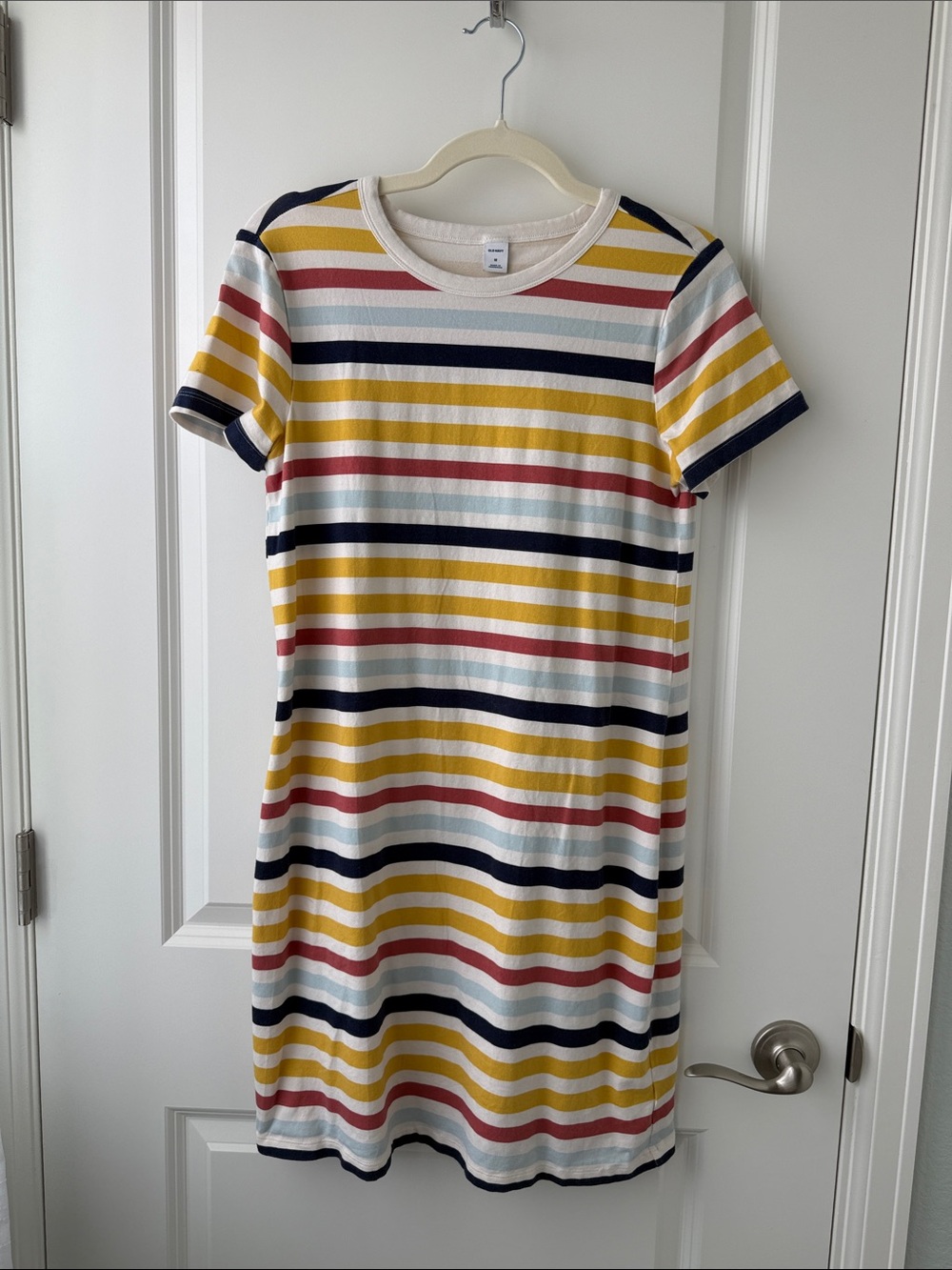 Old Navy Striped Crewneck Dress in Yellow, Navy, Pink, Cream